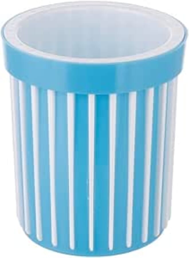 3A DG-6912 Plastic Pen Holder 11X9X11 CM - White and Blue